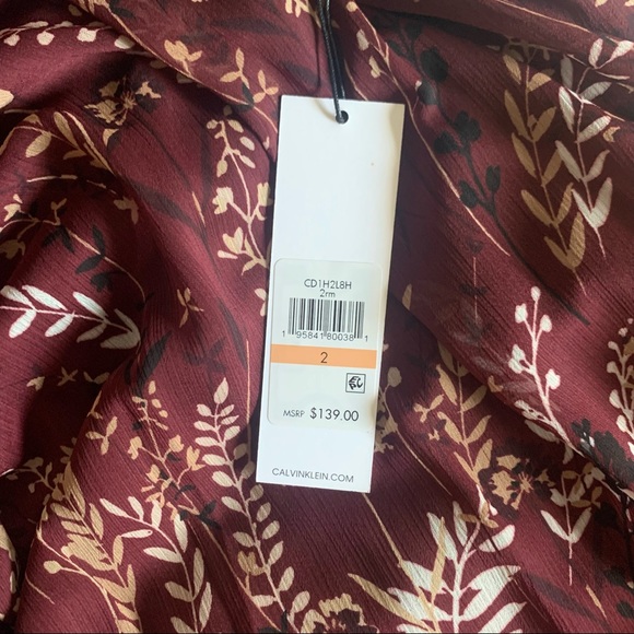 CALVIN KLEIN Printed Maroon Maxi Dress - Picture 2 of 8